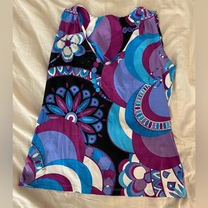 Emilio Pucci Pattern Sleeveless V Neck Top